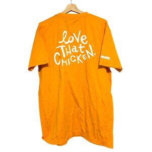 Popeyes Orange T-Shirt w Pocket Love That Chicken Graphic Employee Unisex Size L